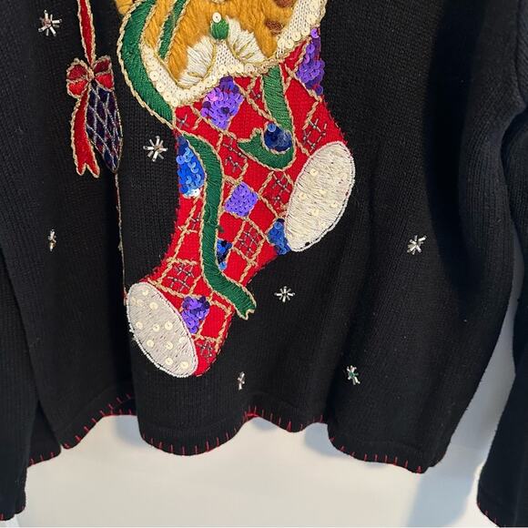 Vintage BP DESIGN Cat Intarsia Holiday Christmas Sweater Medium - Picture 9 of 10